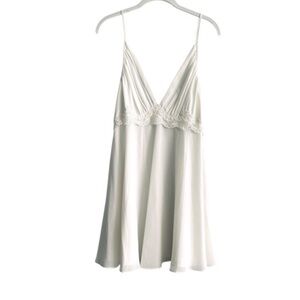 Jones New York Chemise Slip Dress Lace Details Ivory White Size L